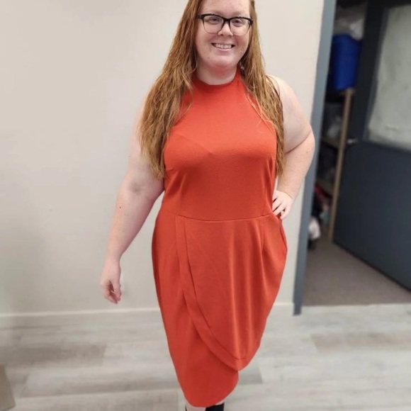 Modcloth Orange Halter Midi Dress - Size 4x - Picture 3 of 5